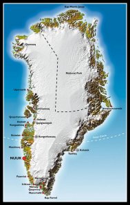 Kort over nationalparken i Nordøstgrønland